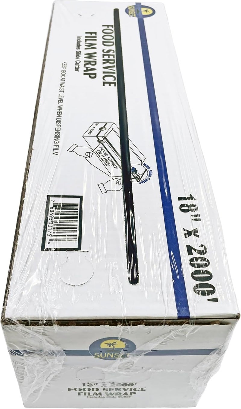 SunSet Food Service Plastic Film Wrap - 18" x 2000' - Includes Safety Blade - Image 5