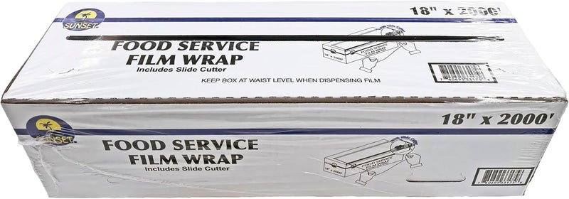 SunSet Food Service Plastic Film Wrap - 18" x 2000' - Includes Safety Blade - Image 4