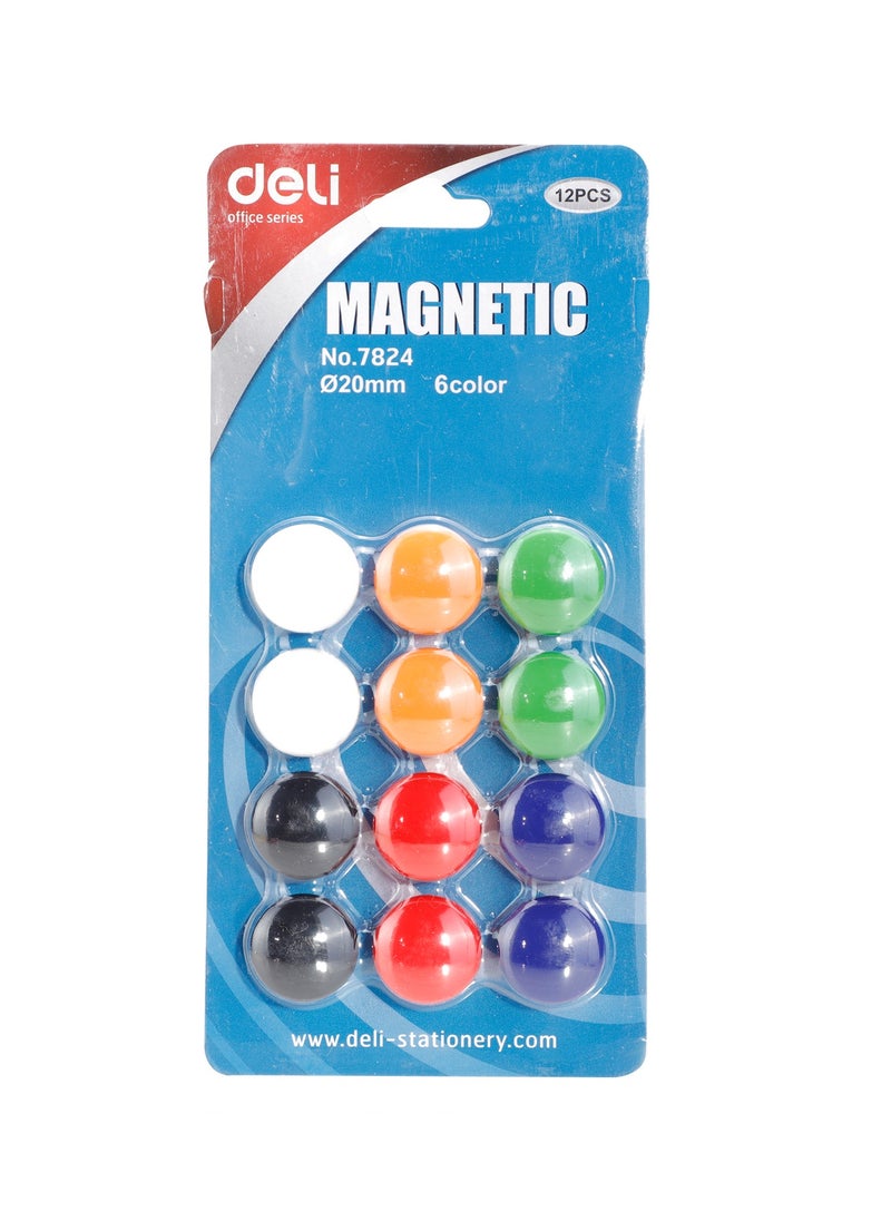Deli Deli E7824 Magnetic Button Ø20mm - 12pcs - ideal for organizing on whiteboards or refrigerators  - Image 2
