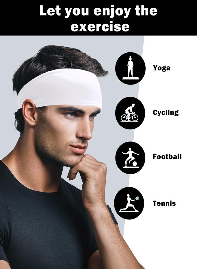 Kninmdor 6 Pack Sport Headbands for Men & Women, Sweat Wicking Workout Sweatband, White Hairband for Running, Cycling, Football, Yoga (White 6 Pack) - Image 4