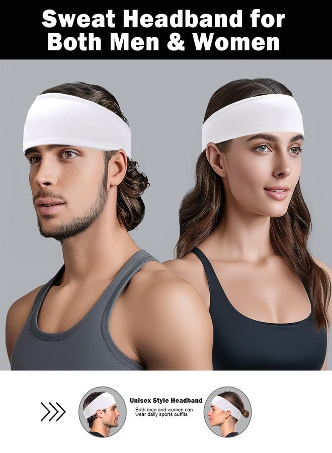 Kninmdor 6 Pack Sport Headbands for Men & Women, Sweat Wicking Workout Sweatband, White Hairband for Running, Cycling, Football, Yoga (White 6 Pack) - Image 3