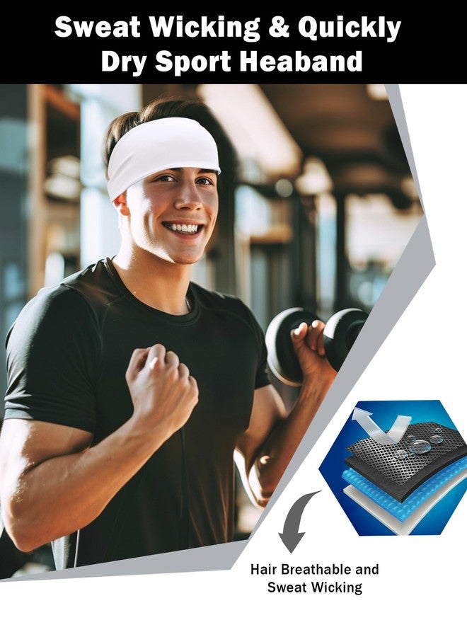Kninmdor 6 Pack Sport Headbands for Men & Women, Sweat Wicking Workout Sweatband, White Hairband for Running, Cycling, Football, Yoga (White 6 Pack) - Image 5
