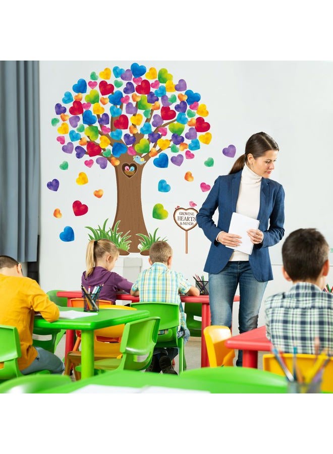 Hedeey Classroom Tree Bulletin Board Decorations Set with Heart Shape Cutouts, Welcome Classroom Wall Decor for Kindergarten Elementary School Home (Watercolor) - Image 5
