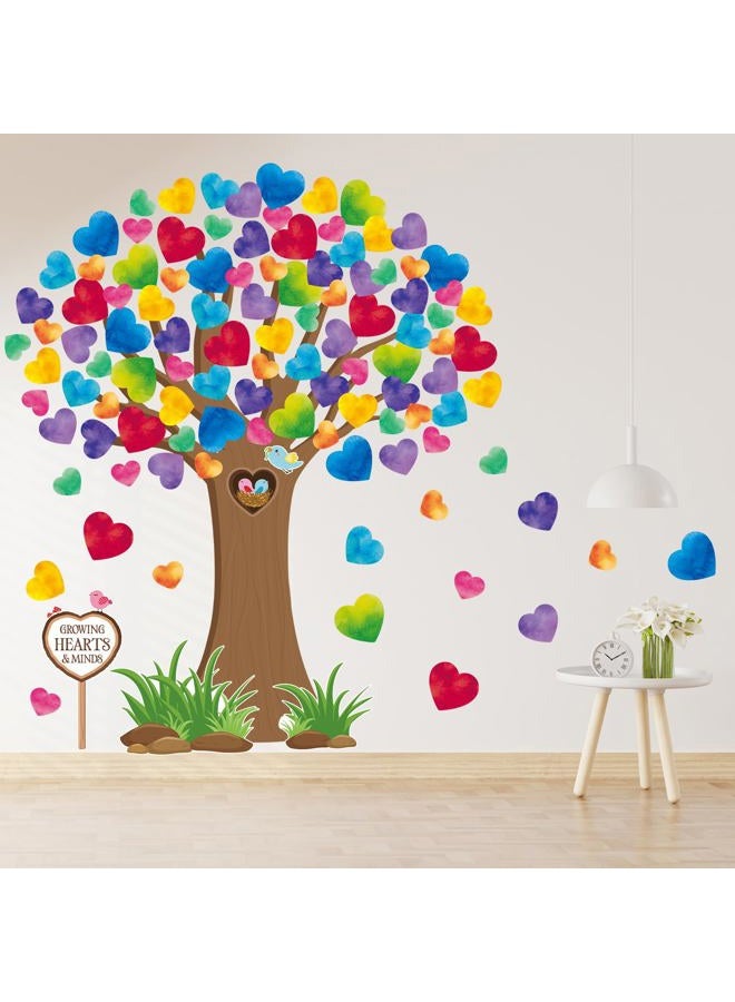 Hedeey Classroom Tree Bulletin Board Decorations Set with Heart Shape Cutouts, Welcome Classroom Wall Decor for Kindergarten Elementary School Home (Watercolor) - Image 4