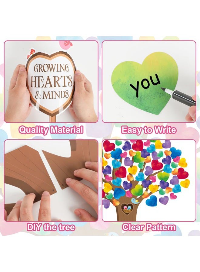 Hedeey Classroom Tree Bulletin Board Decorations Set with Heart Shape Cutouts, Welcome Classroom Wall Decor for Kindergarten Elementary School Home (Watercolor) - Image 3