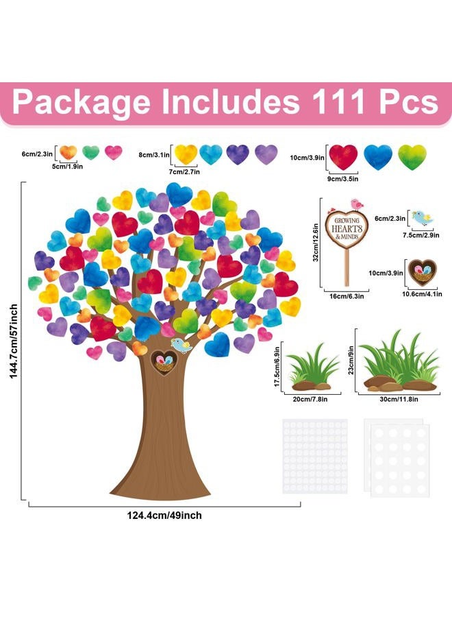 Hedeey Classroom Tree Bulletin Board Decorations Set with Heart Shape Cutouts, Welcome Classroom Wall Decor for Kindergarten Elementary School Home (Watercolor) - Image 2
