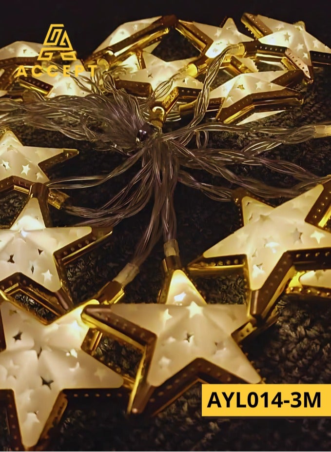 Ramadan decoration, star shape, 3 meters long, works on 1.5V battery
