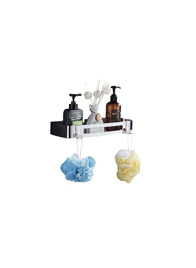 Steel Shower Caddy, Wall-Mounted Bathroom Organizer for Shampoo, Soap, and Body Wash, Quick-Drying Shower Shelf, Versatile Hanging Hooks and Space-Saving Bathroom Storage Rack - 1 Piece - Image 2