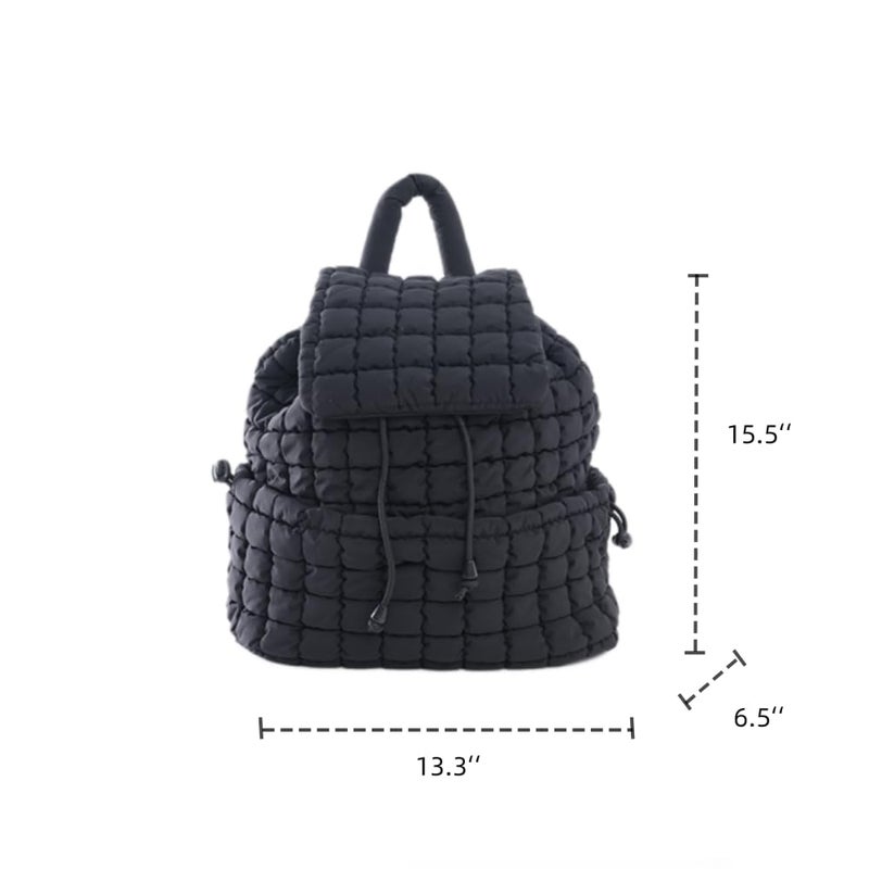 VAKAER Puffer Backpack for Women Lightweight Quilted Hiker Pack with Drawstring Padding Backpacks for Travel Gym (Black) - Image 2