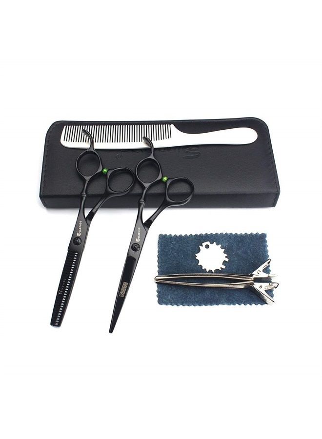 SHARONDS Hair Cutting Scissors Thinning Teeth Shears Set Professional Hair Cutting Scissors Stainless Steel 6 Inch - Image 1