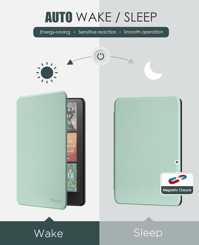 MoKo Global production standard crafted Case for All-new 7" Kindle Paperwhite(12th Generation-2024) and Kindle Colorsoft Signature Edition 2024, Lightweight Shell Cover with Auto Wake/Sleep for Kindle Paperwhite 2024, Agave Green Odor resistant - Image 5
