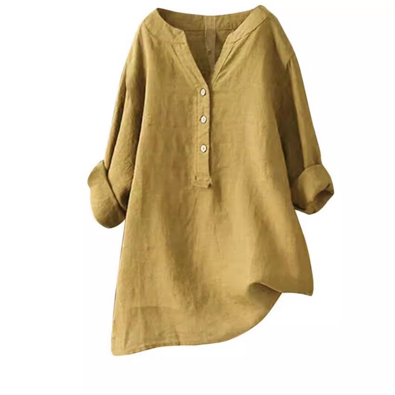 بلوزة نسائية عادية فضفاضة بياقة دائرية - Image 3