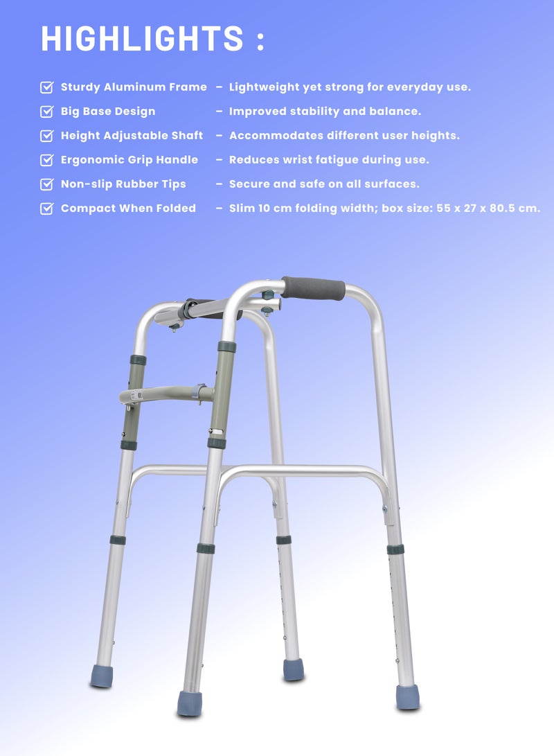 ايد بلس مشاية خفيفة الوزن من الألومنيوم قابلة للطي مع ارتفاع قابل للتعديل وأطراف مطاطية مضادة للانزلاق - Image 3