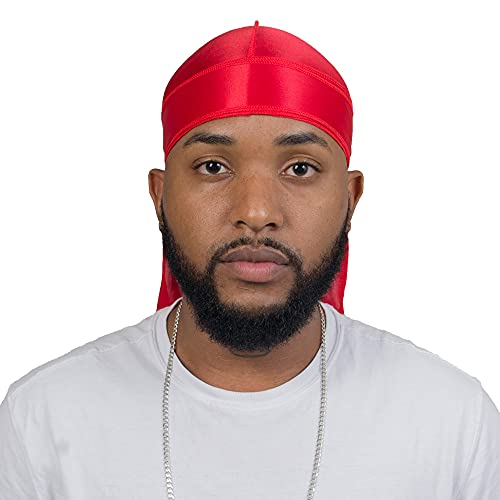 ForceWave Silky Durag for Men Wave Cap Satin Dorag for Men Women 360 Wave Red - Image 3