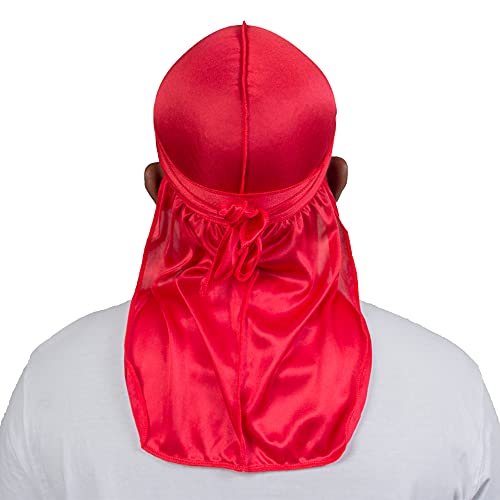 ForceWave Silky Durag for Men Wave Cap Satin Dorag for Men Women 360 Wave Red - Image 4