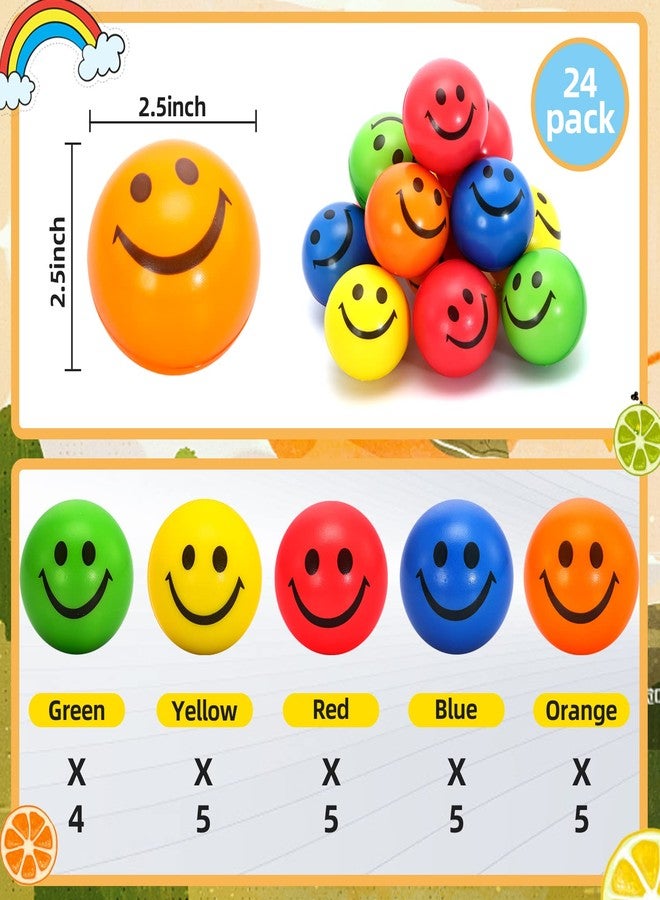 Tivcck 24 Pack Stress Balls Bulk,2.5 Inch Face Squeeze Balls,Smile Face Stress Balls,Party Favor Soft Balls,Stress Relief Balls for Finger Exercise School Carnival Reward,Assorted Colors Random - Image 2
