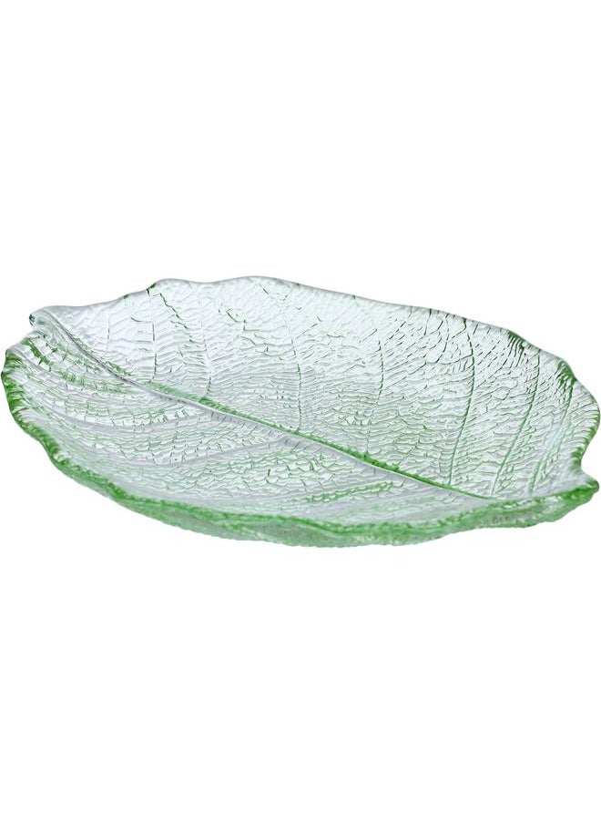 Alsaif Glass Serving Plate 21 Cm Transparent Green  - Image 3