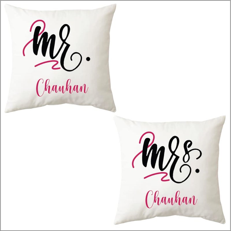 PICRAZEE مجموعة هدايا للسيد والسيدة تشوهان مطبوعة للزوجين 2 من وسائد 12x12 مع حشوات وأكواب وسلاسل مفاتيح تشوهان CCMMKK - Image 2