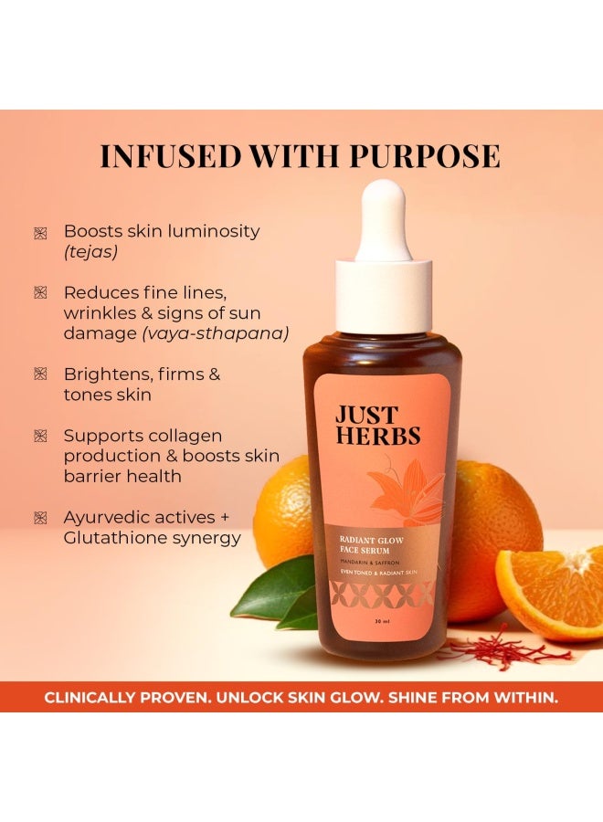 Just Herbs 15% Vitamin C Glow Serum | Niacinamide & Glutathione Complex | For Even-Toned, Radiant Skin | Reduces Dark Spots | Mandarin & Saffron | All Skin Types - Image 4