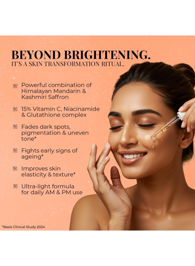 Just Herbs 15% Vitamin C Glow Serum | Niacinamide & Glutathione Complex | For Even-Toned, Radiant Skin | Reduces Dark Spots | Mandarin & Saffron | All Skin Types - Image 3