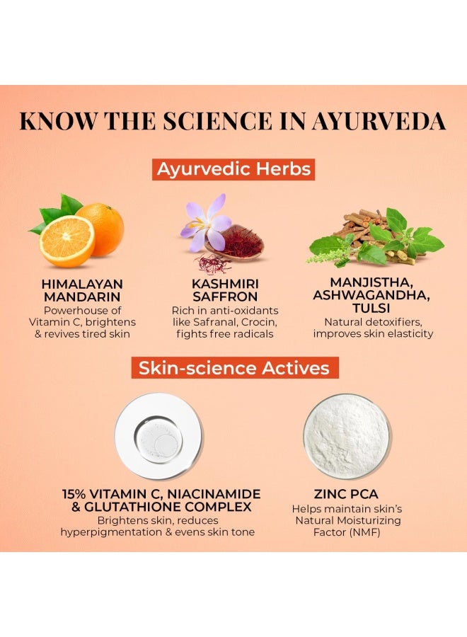 Just Herbs 15% Vitamin C Glow Serum | Niacinamide & Glutathione Complex | For Even-Toned, Radiant Skin | Reduces Dark Spots | Mandarin & Saffron | All Skin Types - Image 5