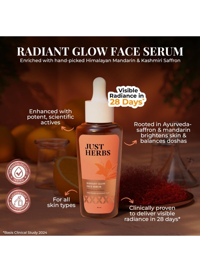 Just Herbs 15% Vitamin C Glow Serum | Niacinamide & Glutathione Complex | For Even-Toned, Radiant Skin | Reduces Dark Spots | Mandarin & Saffron | All Skin Types - Image 2