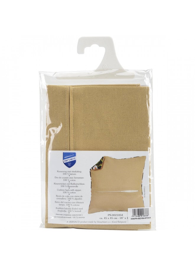 Vervaco Cushion Back with Zipper, Beige, 18" x 18" - Image 1