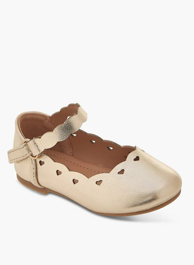 Flora Bella By Shoexpress GOLD Flora Bella Textured Ballerina Shoes With Hook And Loop Closure for Women | Best Price UAE