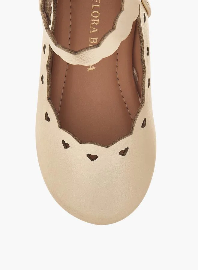 Flora Bella By Shoexpress GOLD Flora Bella Textured Ballerina Shoes With Hook And Loop Closure for Women | Best Price UAE