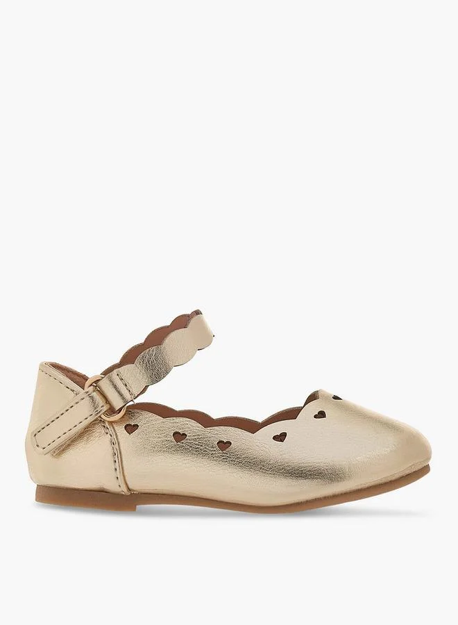 Flora Bella By Shoexpress GOLD Flora Bella Textured Ballerina Shoes With Hook And Loop Closure for Women | Best Price UAE