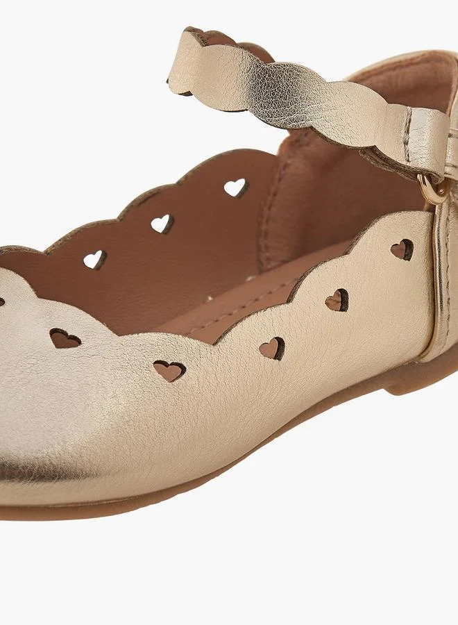 Flora Bella By Shoexpress GOLD Flora Bella Textured Ballerina Shoes With Hook And Loop Closure for Women | Best Price UAE