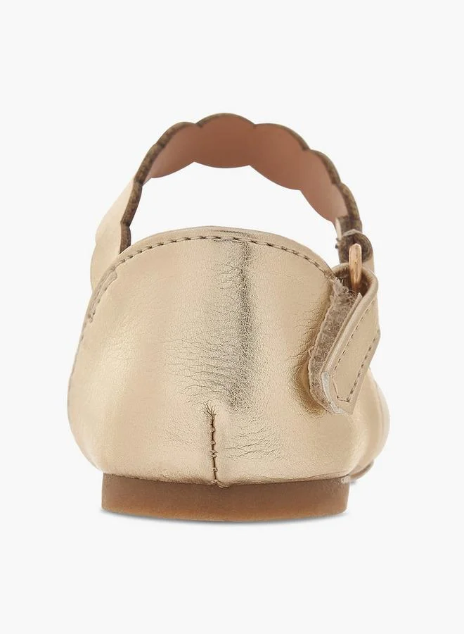 Flora Bella By Shoexpress GOLD Flora Bella Textured Ballerina Shoes With Hook And Loop Closure for Women | Best Price UAE