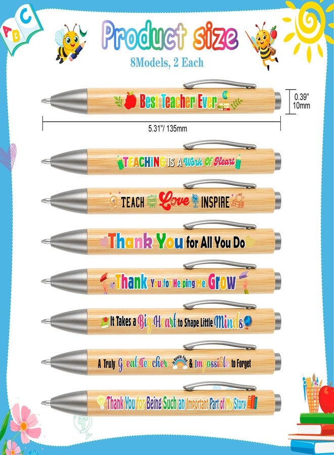HOWAF 16pcs Teacher Appreciation Pens Teachers Appreciation Gifts Ballpoint Pens Bulk Teacher's Pens Inspirational Thank You Teachers Pen Thank You Teacher Gift for School Office Supplies - Image 2