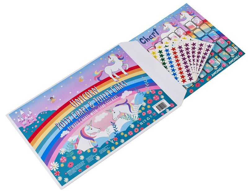 Amonev Unicorn Potty Training Reward Chart and Toilet Training Reward Chart for Boys and Girls Toddlers Twin Pack with 225 Star Stickers Included - Image 5