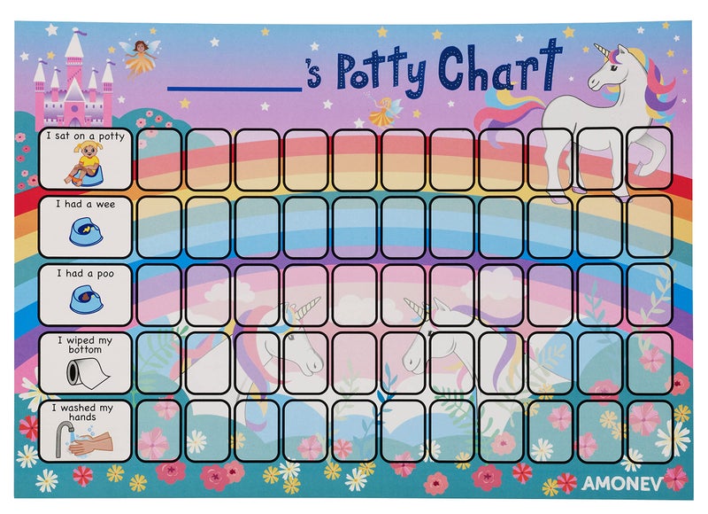Amonev Unicorn Potty Training Reward Chart and Toilet Training Reward Chart for Boys and Girls Toddlers Twin Pack with 225 Star Stickers Included - Image 3