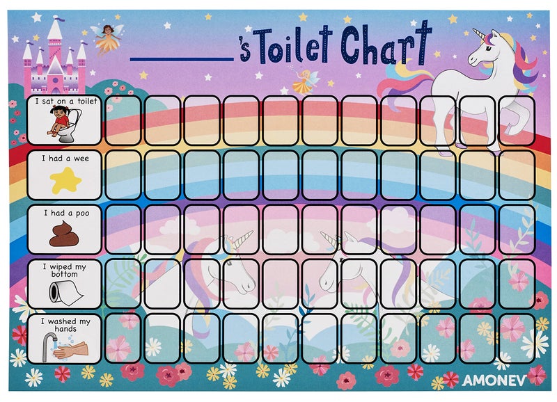 Amonev Unicorn Potty Training Reward Chart and Toilet Training Reward Chart for Boys and Girls Toddlers Twin Pack with 225 Star Stickers Included - Image 4