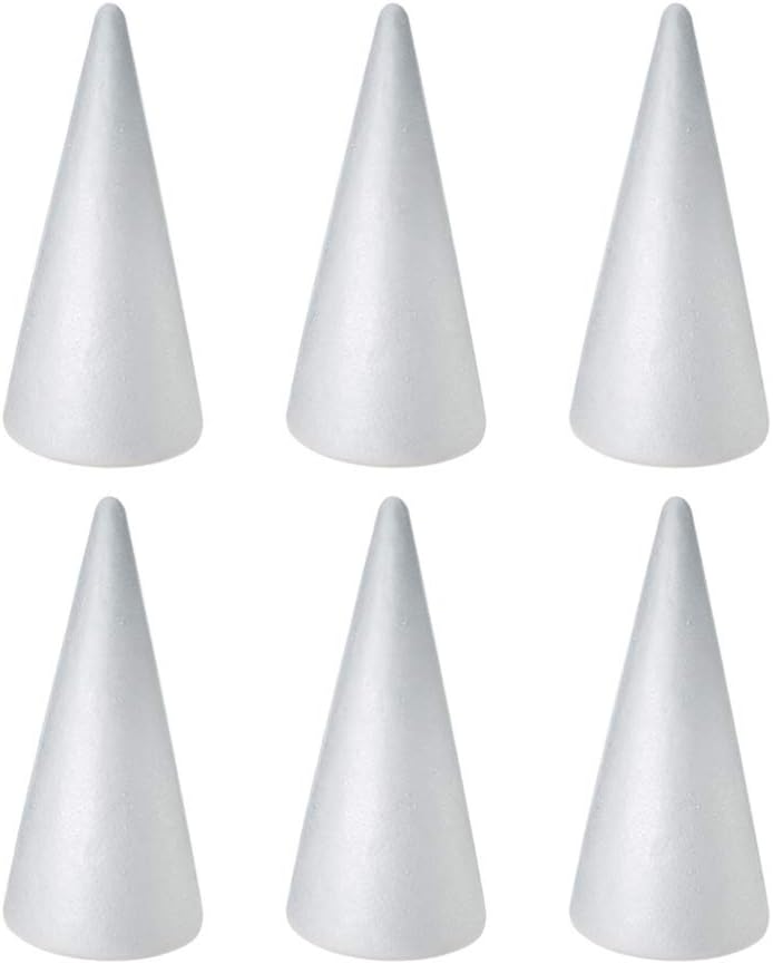 DIY Foam Cones 12PCS White Styrofoam Cone Christmas Tree Foam Craft Foam Supplies for DIY Craft Project Christmas Table Centerpiece 4.72X2.17In - Image 1