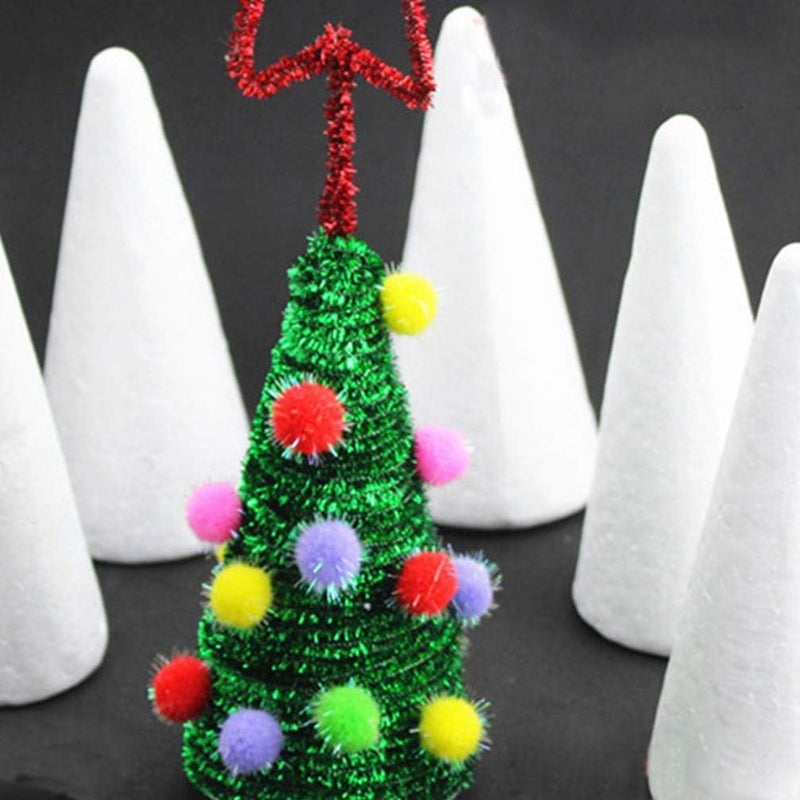 DIY Foam Cones 12PCS White Styrofoam Cone Christmas Tree Foam Craft Foam Supplies for DIY Craft Project Christmas Table Centerpiece 4.72X2.17In - Image 2