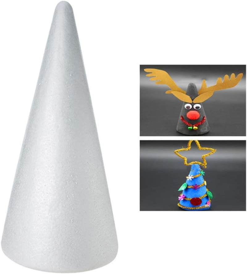 DIY Foam Cones 12PCS White Styrofoam Cone Christmas Tree Foam Craft Foam Supplies for DIY Craft Project Christmas Table Centerpiece 4.72X2.17In - Image 4