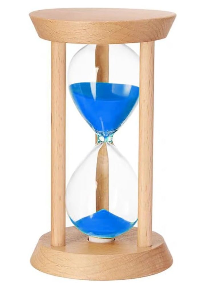Rubik Sand Timer, 15 minutes Wood Base Hourglass Sandglass Clock for Childrens Teeth Brushing Kitchen Cooking Game School Office Home Decoration (15 min, Wood/Blue)  - Image 1