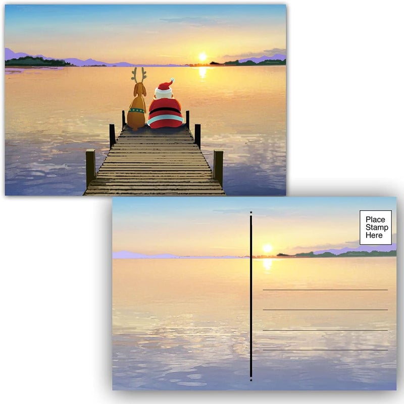 Stonehouse Collection Christmas Postcards - Dock Sunset - 40 Holiday Postcards - 4 x 6 Inch Postcards (Dock Sunset) - Image 1