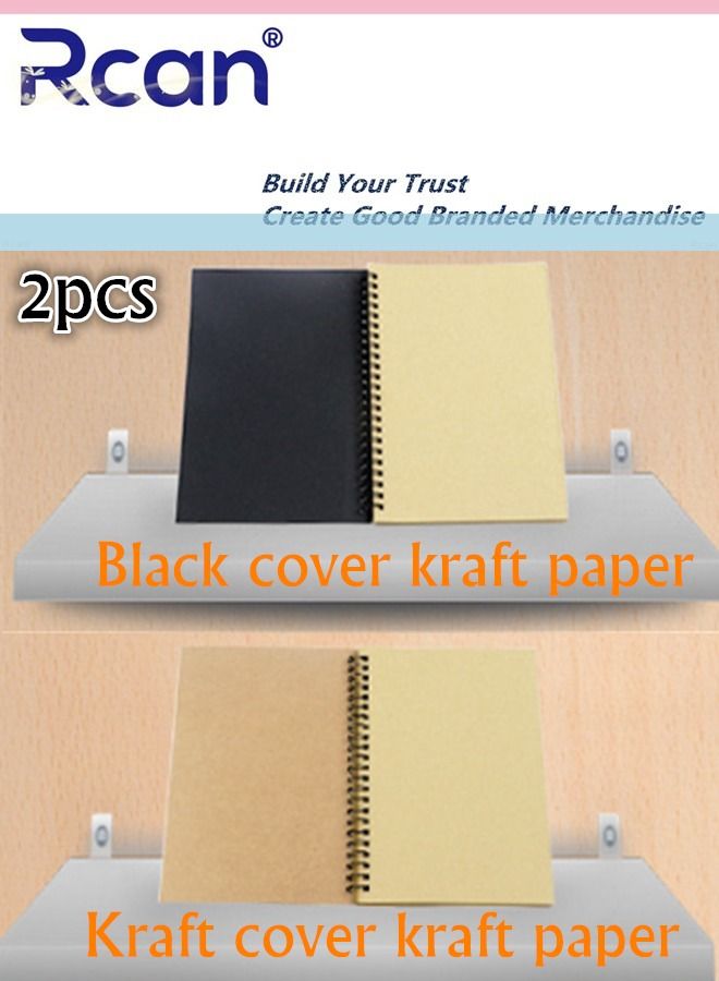 Rcan 2pcs A5 Spiral Notebooks Kraft Paper Sketch Hand Drawn Classic Cover Sketchbook for Sketching Diary Memo Journal For Art Students 50 Sheets  - Image 2