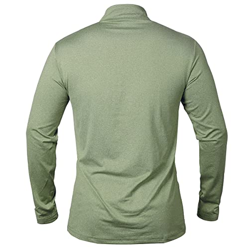 MANSDOUR Men's Active Sports Shirt 1/4 Zip Performance Long Sleeve Workout Running T Shirt Pullover Tops Army Green - Image 3