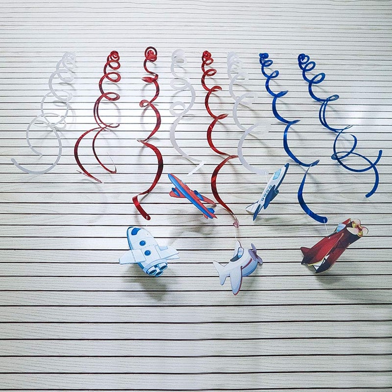 CC HOME 30Pack Airplane Hanging Swirls Fly Flight Ceiling Streamer Birthday Party Decorations Airplane Themed Party Favors for Holiday Baby Shower Home Decoration Party Supplies - Image 5