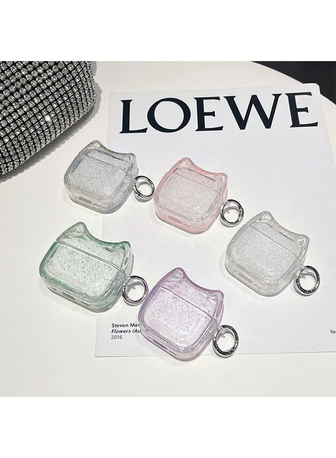 Super Beautiful Glitter Bling Transparent Clear Earphone Case for AirPods 4, Cute Lovely Cat Face Soft TPU Silicone Case, Earbuds Kitty Ear Cover Protective Skin Protector -Pink - Image 4