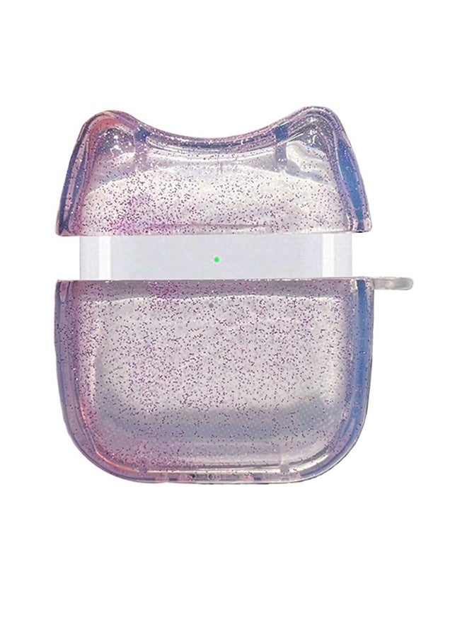 Super Beautiful Glitter Bling Transparent Clear Earphone Case for AirPods 4, Cute Lovely Cat Face Soft TPU Silicone Case, Earbuds Kitty Ear Cover Protective Skin Protector -Pink - Image 2