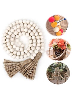 SYOSI Wood Beads Garland SYOSI 58 Inch String Farmhouse Natural Decorative Beads for Wall Hanging Vase Door Decor  - Image 1
