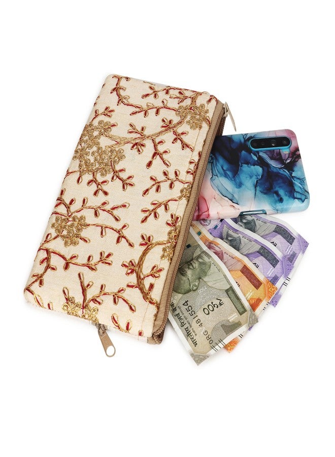 KYZZO Traditional Embroidered Potli Bags Set of 6 for Women, Ethnic Drawstring Potli Purse for Gifting, Return Gifts, Baby Shower, Wedding, Jewellery Storage and Shagun, Multi Colour (12.5 x 24.5 cm) - Image 4
