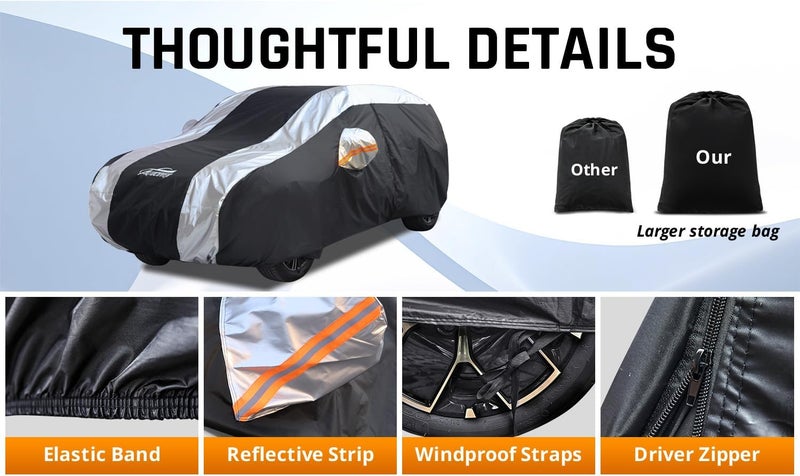 AltoCover Heavy Duty Waterproof Car Cover for SUVs (196-201 inch) - All Weather Protection - Image 4