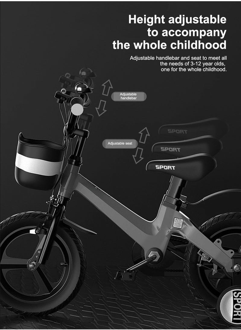 XiuWoo - Children's Bicycle Boy Magnesium Alloy 3-10 Years Old Little Boy Girl 12 inch Bicycle Baby Middle and Large Kids Bike - Image 1